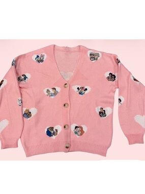 Pink Disney Couples Heart Cardigan
